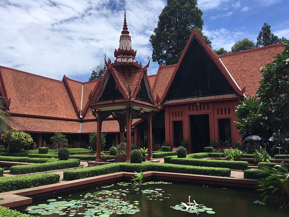 Courtyard and Khmer-style roofs at the National Museum of Cambodia in Phnom Penh