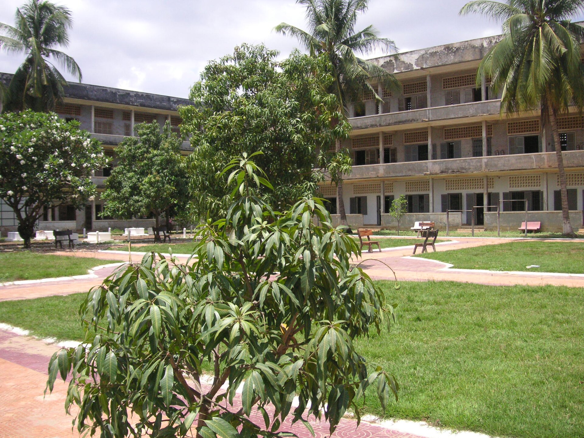 Courtyard and former school buildings at Tuol Sleng Genocide Museum